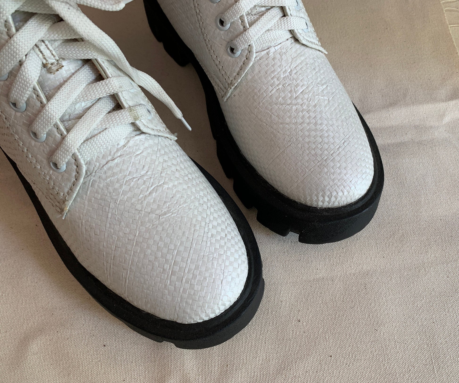 Upcycled Vegan Boots US6.5, One of a Kind Experimental Footwear 9LC