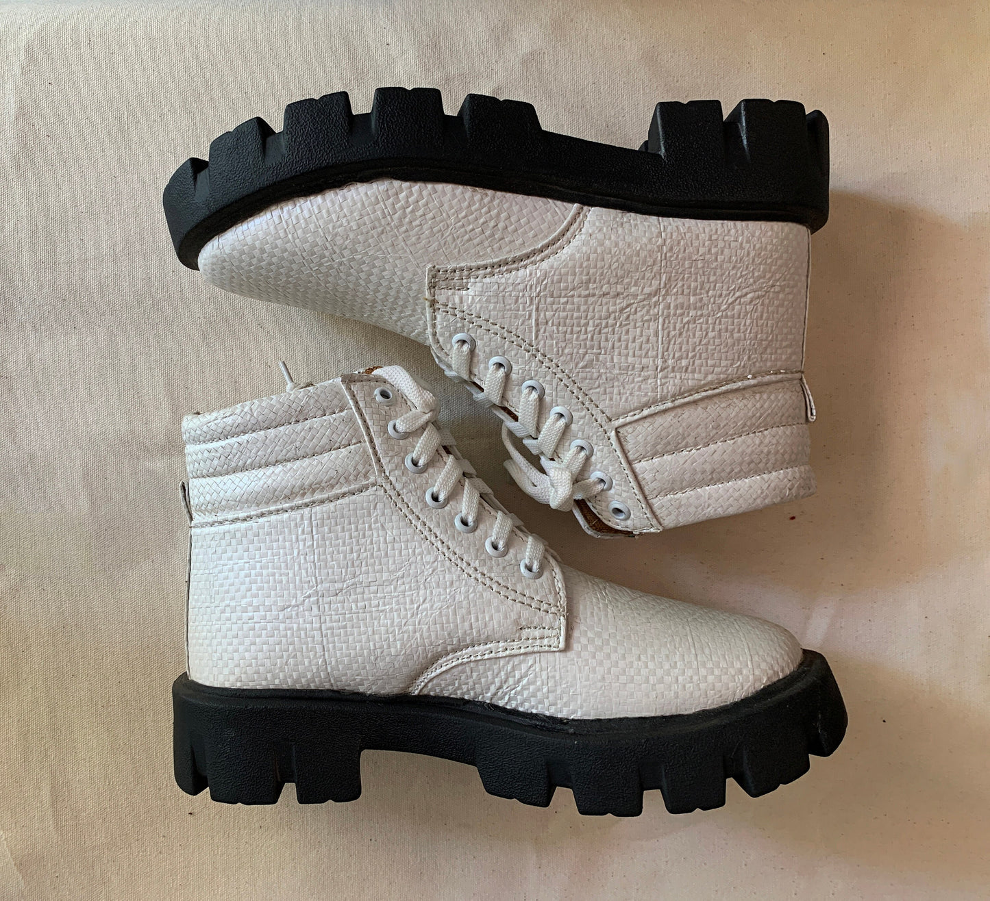 Upcycled Vegan Boots US6.5, One of a Kind Experimental Footwear 9LC