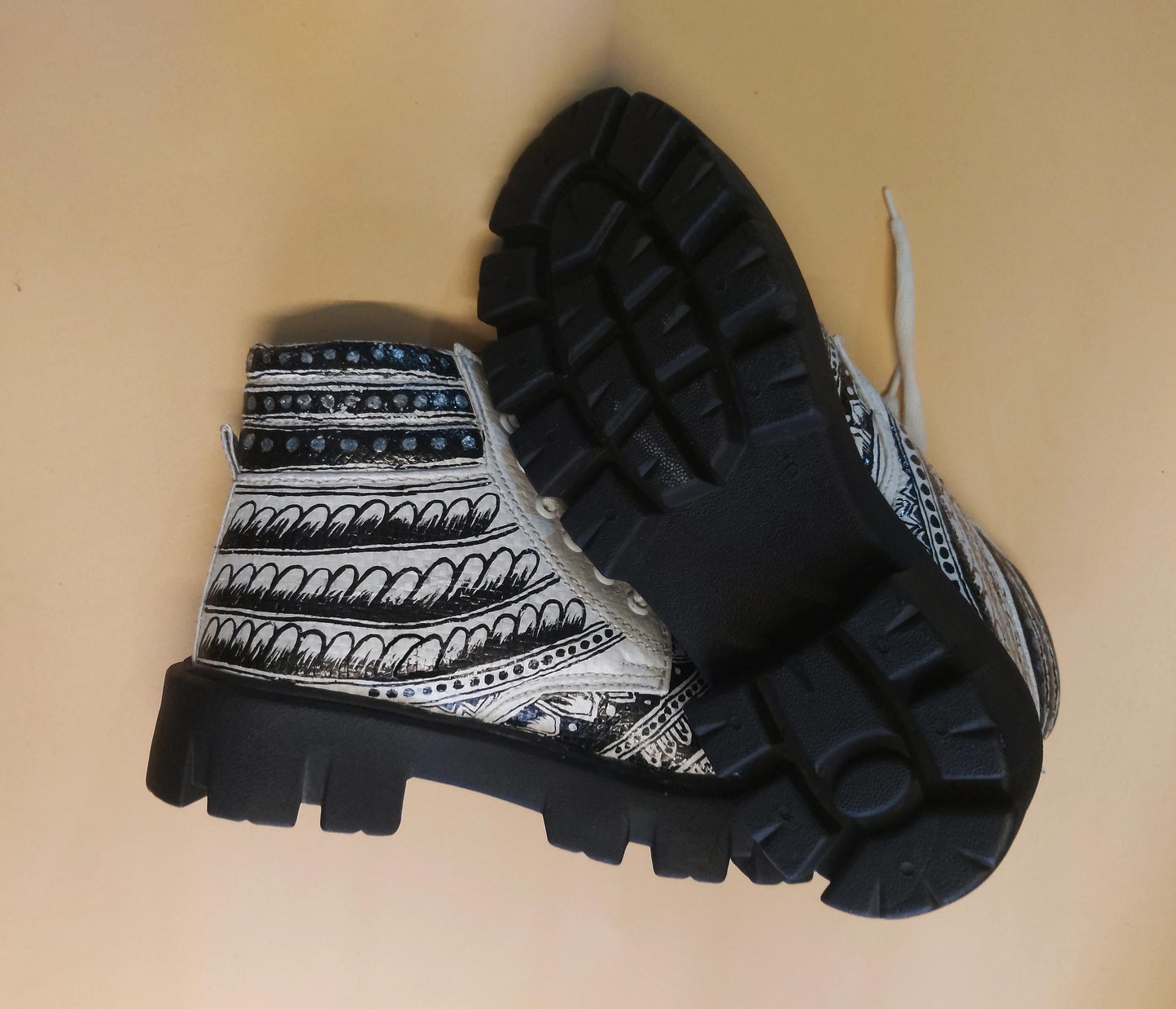 Hand Painted Upcycled Boot: One-of-a-Kind Designer Boot (US 6.5 / EU 39) 9LC