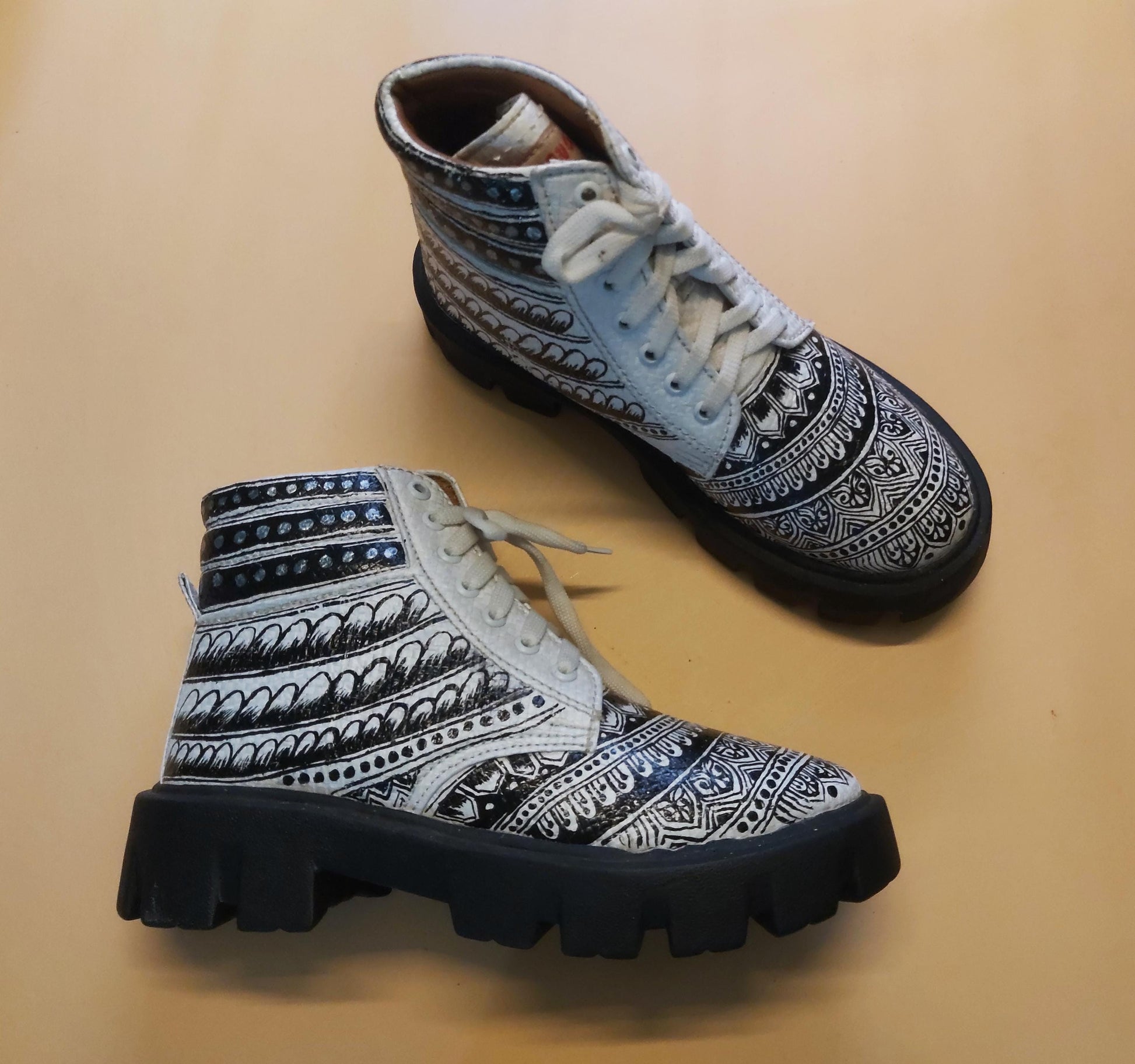 Hand Painted Upcycled Boot: One-of-a-Kind Designer Boot (US 6.5 / EU 39) 9LC
