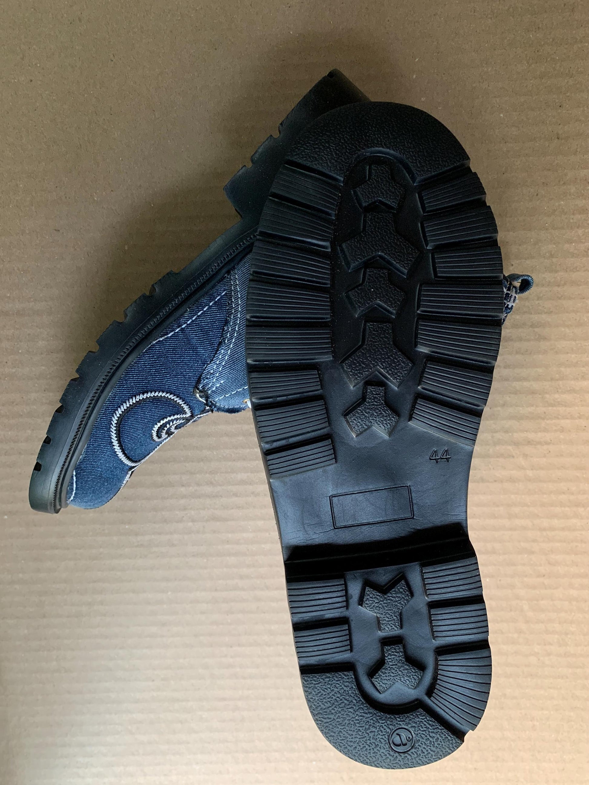 Upcycled Denim Boots, Custom Memorial Shoes (US Size 10) 9LC