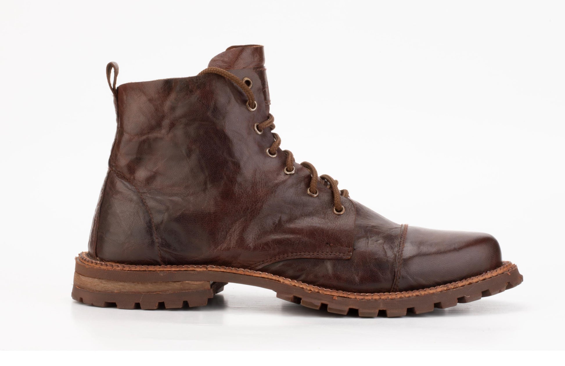 Handmade Leather Boot, Repurposed CAT Sole, US Size 9.5 9LC