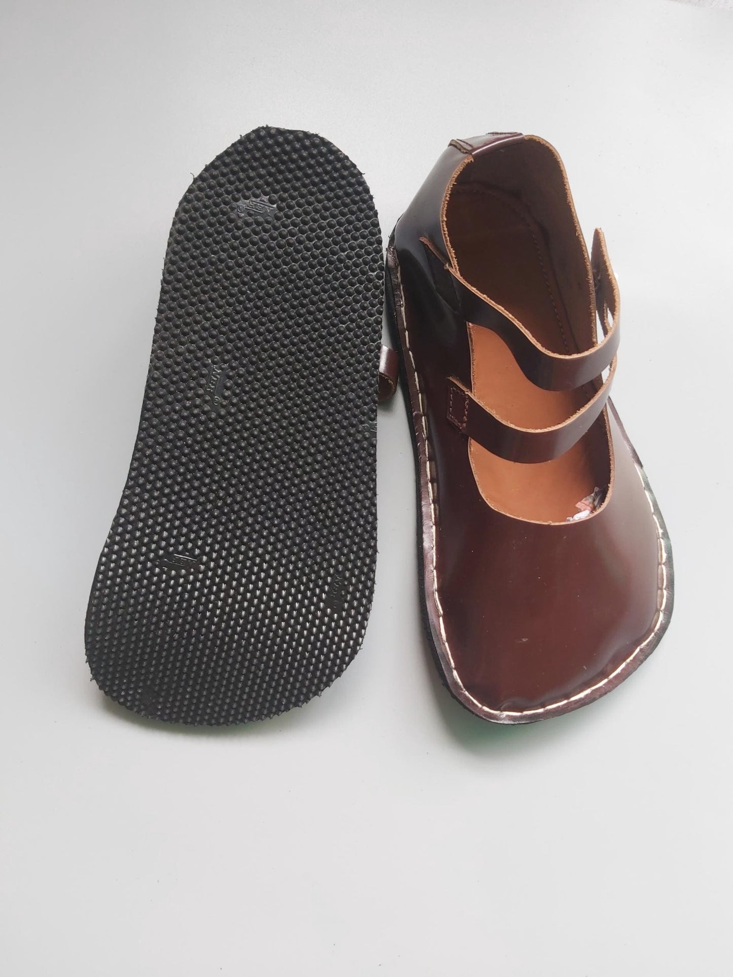 Hand Sewn Leather Barefoot Sandal: Wide Toe Box, Zero Drop 9LC
