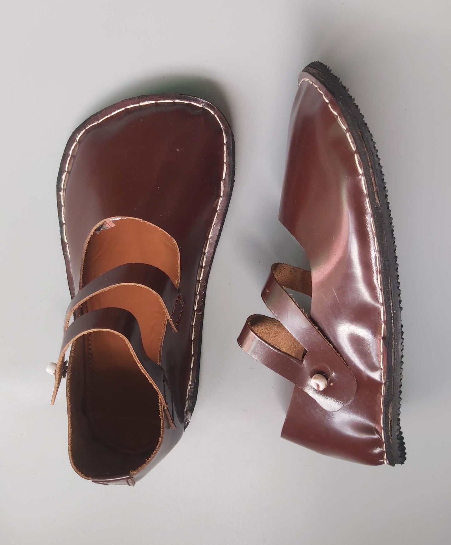 Hand Sewn Leather Barefoot Sandal: Wide Toe Box, Zero Drop 9LC