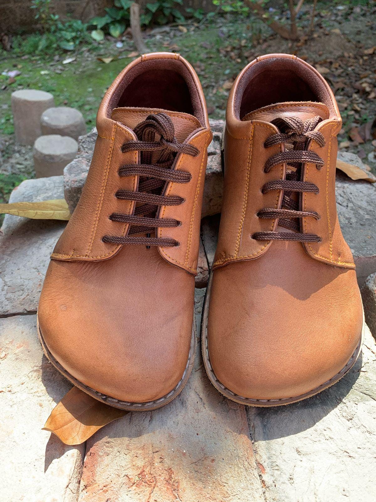 Tan Leather Barefoot Shoes: Wide Foot Design (UK9/EU43/US10) 9LC