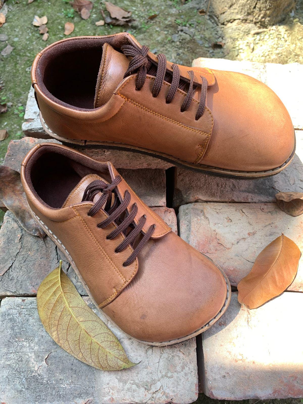 Tan Leather Barefoot Shoes: Wide Foot Design (UK9/EU43/US10) 9LC
