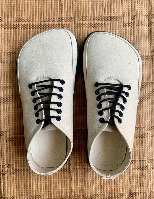 Handmade Canvas Barefoot Shoes: Minimalist Design, Upcycled Sole 9LC