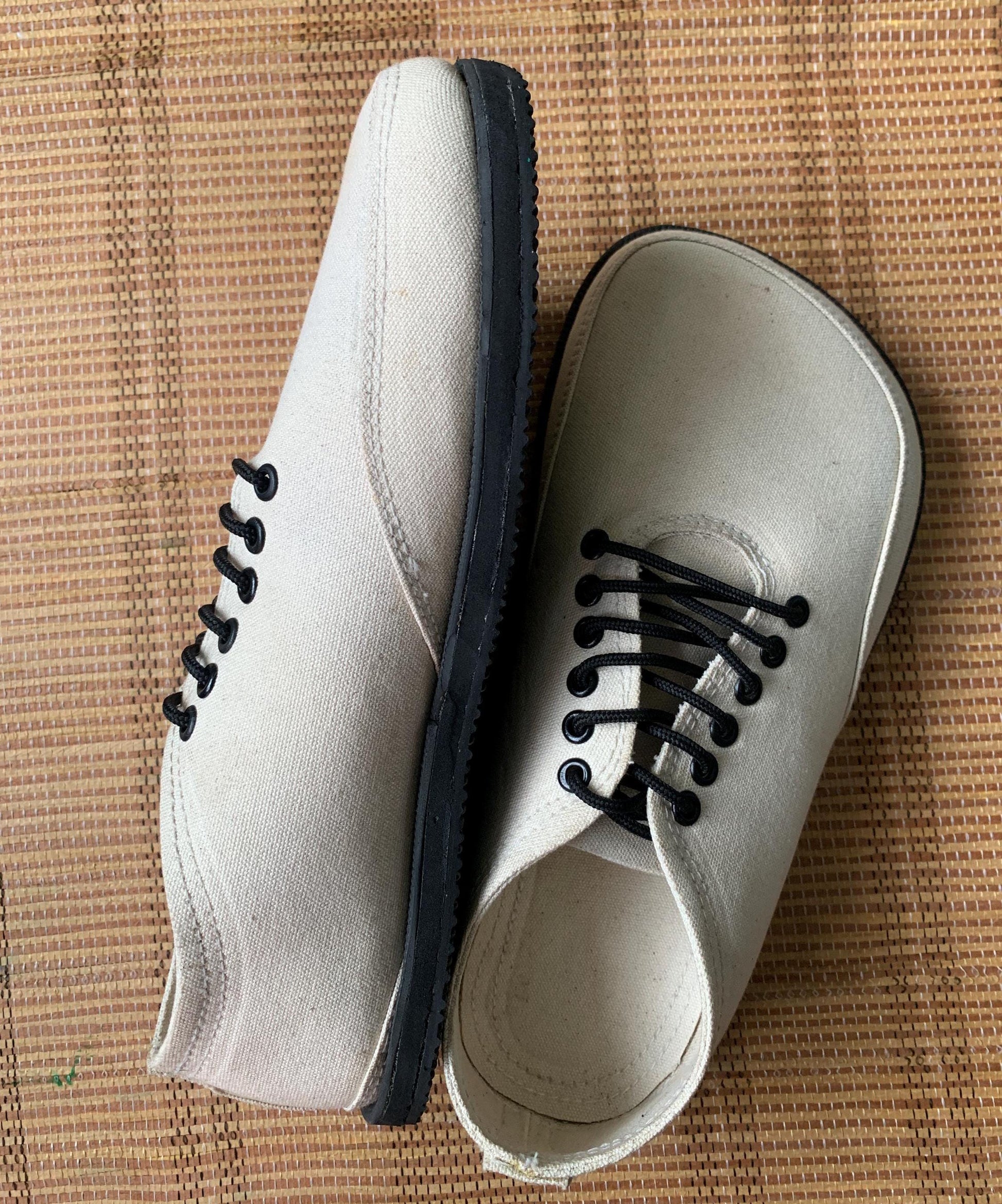 Handmade Canvas Barefoot Shoes: Minimalist Design, Upcycled Sole 9LC