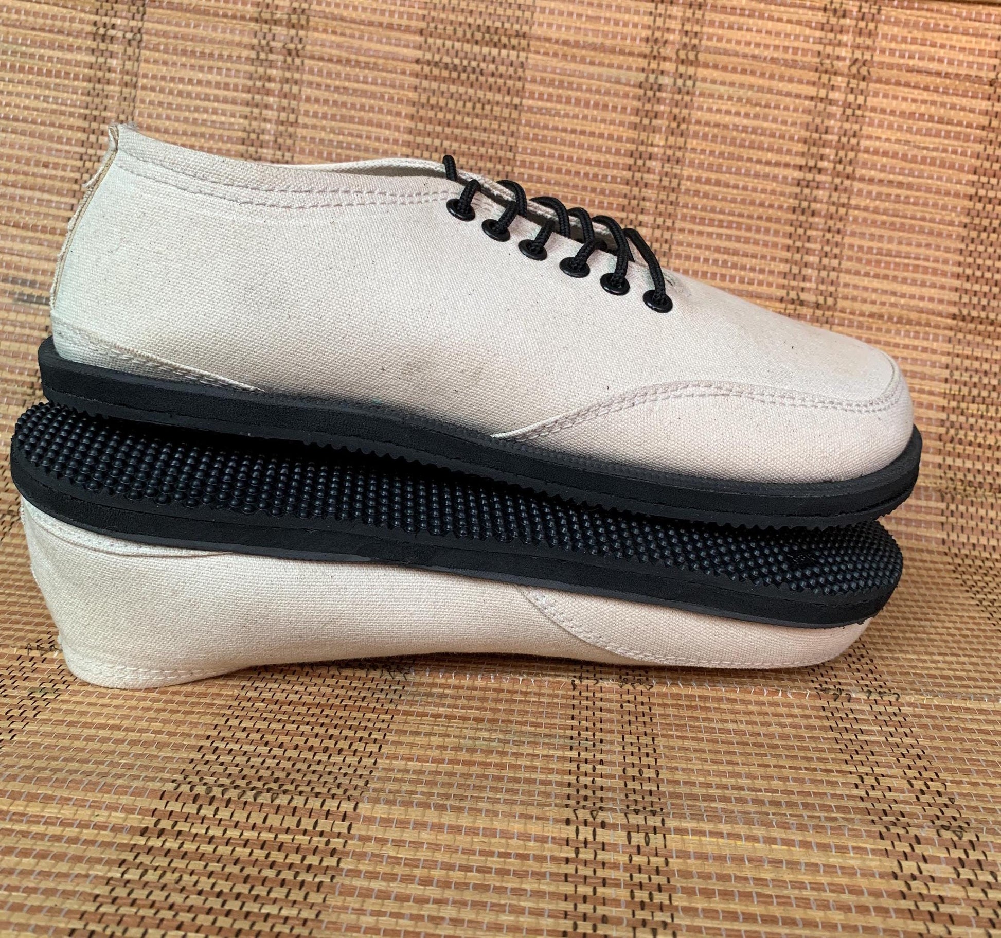 Handmade Canvas Barefoot Shoes: Minimalist Design, Upcycled Sole 9LC