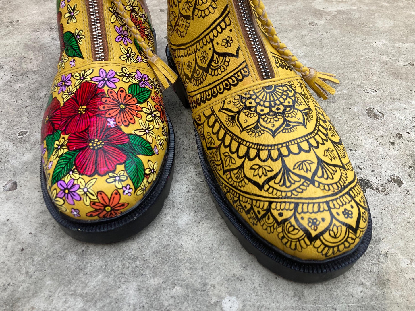 Custom Leather Shoes: Hand-Painted Design, Made to Order 9LC