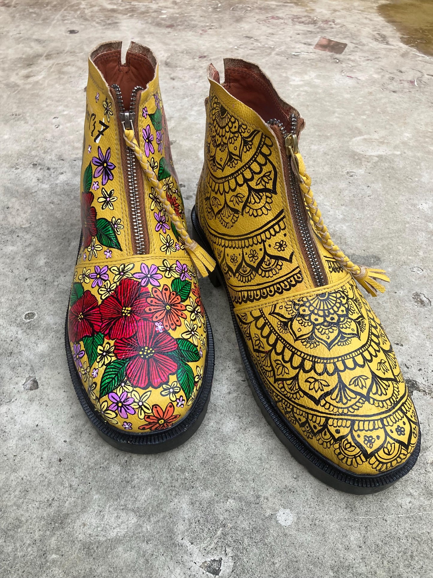 Custom Leather Shoes: Hand-Painted Design, Made to Order 9LC