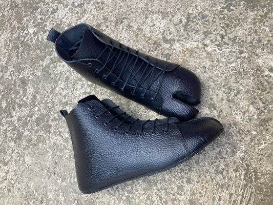 Leather Tabi Boots: Custom Ankle Length Shoes, US 10 9LC
