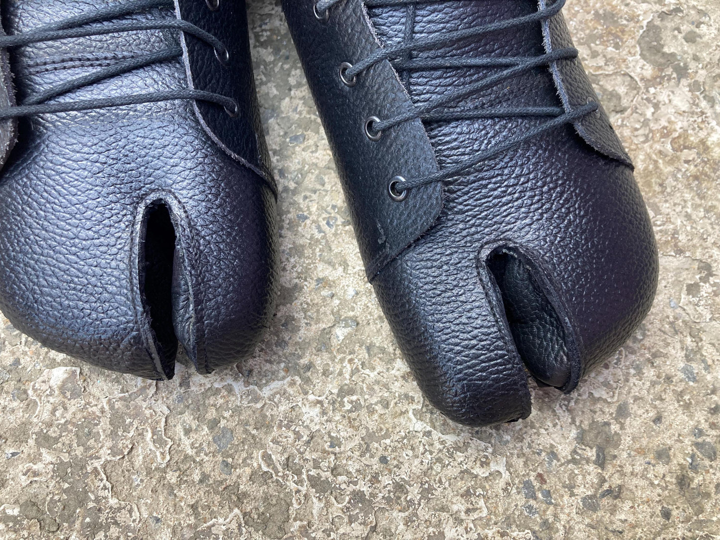 Leather Tabi Boots: Custom Ankle Length Shoes, US 10 9LC