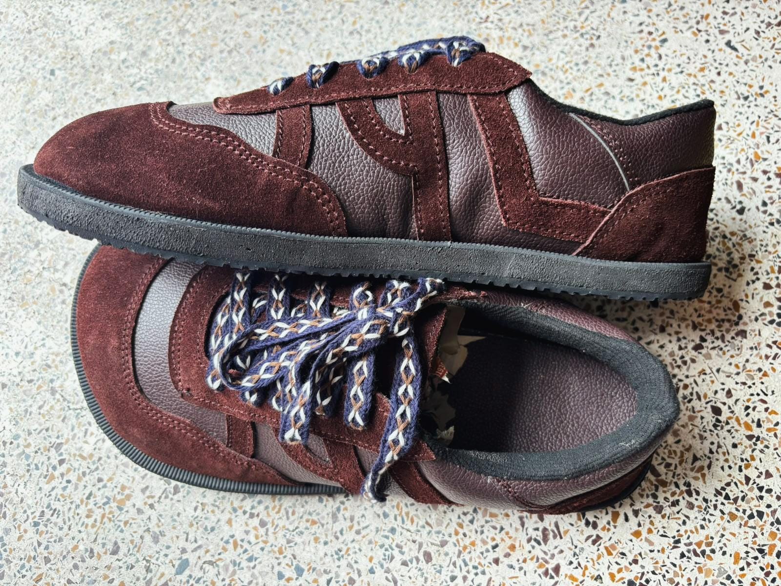 Custom Brown Leather Suede Barefoot Sneakers: Wide Toe Box, Zero Drop Comfort 9LC